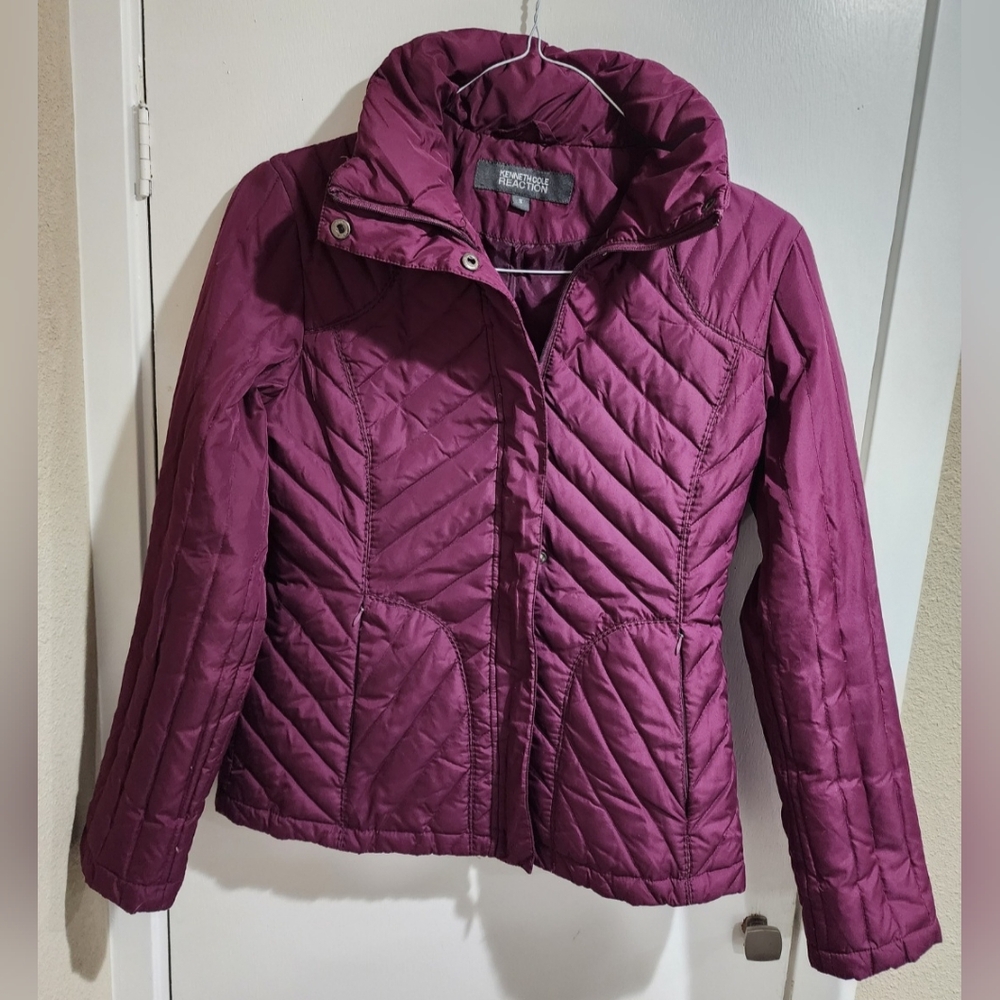 Kenneth Cole Plum Purple Quilted Zip Up Jacket - Women's Small